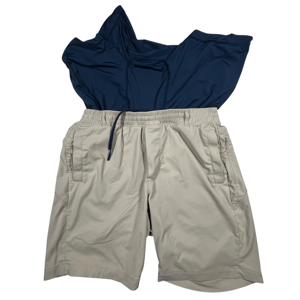 Birddogs Gym Shorts Men XL Long Tan Khaki Lined Stretch Athletic Performance - Picture 4 of 13